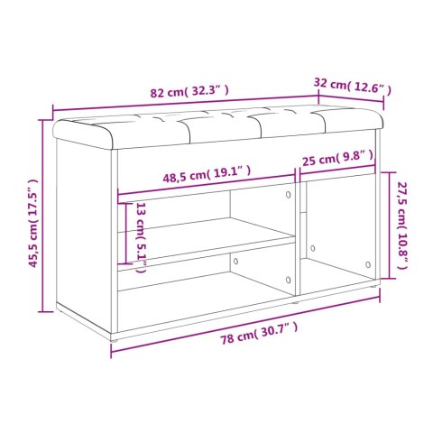 Ławka na buty, szarość betonu, 82x32x45,5 cm
