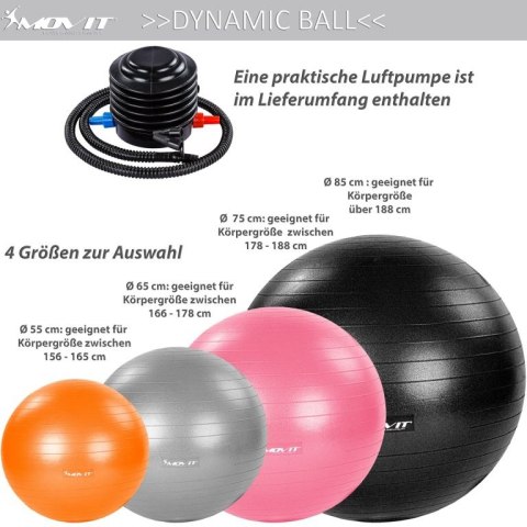 MOVIT Piłka gimnastyczna z pompką, 65 cm, szara