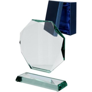 Trofeum szklane z rozklejoną podstawą i etui