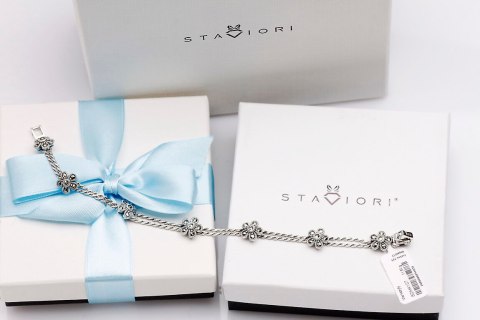 Rhodium plated silver bracelet BDM4107 - Marcasite