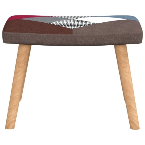 Fotel bujany z podnóżkiem, patchwork, obity tkaniną