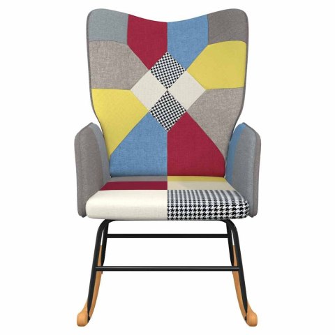Fotel bujany, patchwork, tapicerowany tkaniną