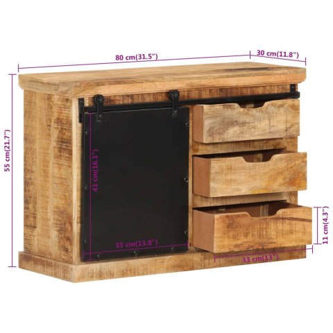 Szafka, 80x30x55 cm, lite surowe drewno mango