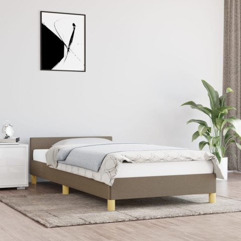 Rama łóżka z zagłówkiem bez materaca, taupe, 80x200 cm, tkaniną