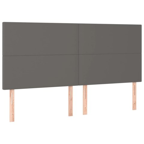 Łóżko kontynentalne z materacem i LED, szara ekoskóra 200x200cm