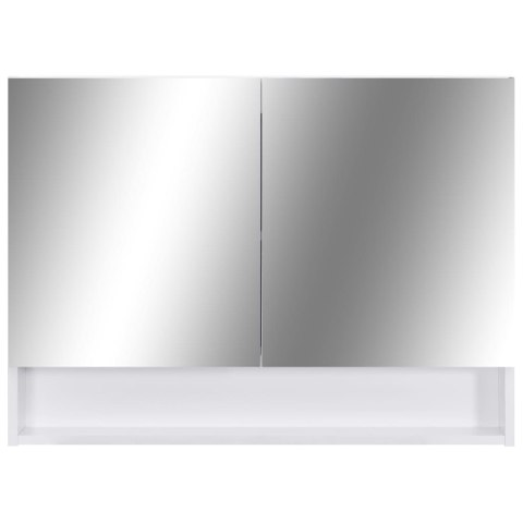 Szafka łazienkowa z lustrem i LED, biała, 80x15x60 cm, MDF