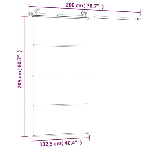 Drzwi przesuwne a akcesoriami, 102,5x205 cm, ESG i aluminium