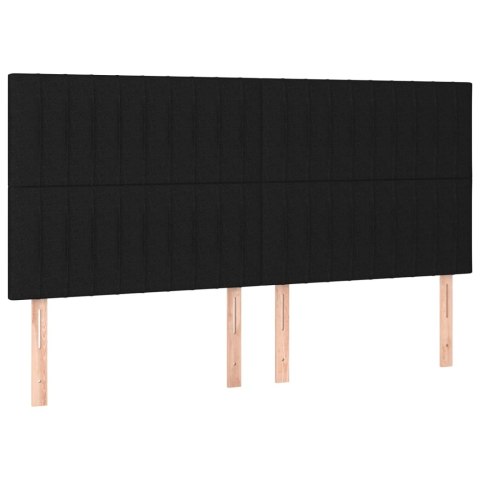 Łóżko kontynentalne z materacem, czarne, tkanina, 200x200 cm