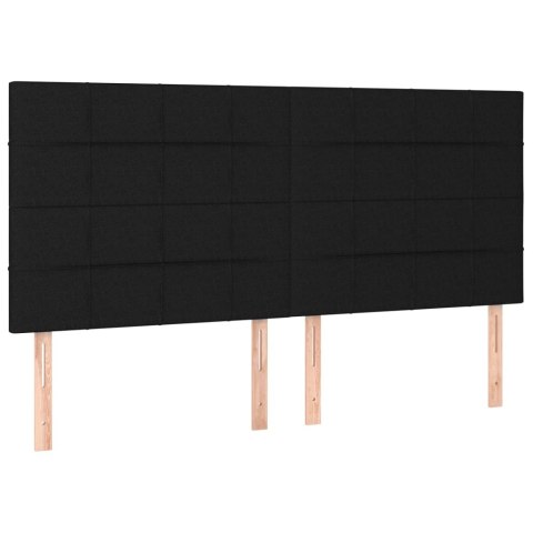 Łóżko kontynentalne z materacem, czarne, tkanina 160x200 cm