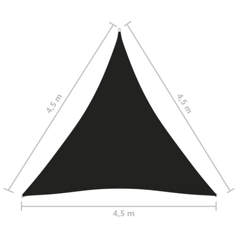 Trójkątny żagiel ogrodowy, tkanina Oxford, 4,5x4,5x4,5m, czarny