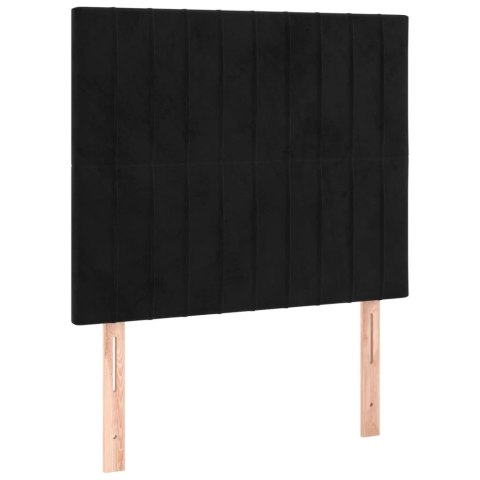 Rama łóżka z zagłówkiem, czarna, 90x200 cm, aksamitem