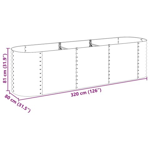 Podwyższona donica z galwanizowanej stali 320x80x81 cm, srebrna