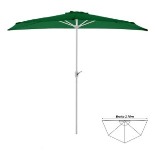 Półokrągły parasol balkonowy 2,7 m ciemnozielony z korbką
