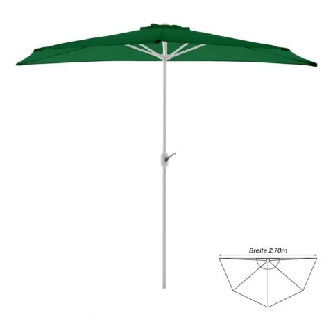 Półokrągły parasol balkonowy 2,7 m ciemnozielony z korbką