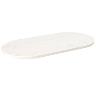 Blat stołu, biały, 110x55x2,5 cm, lite drewno sosnowe, owalny