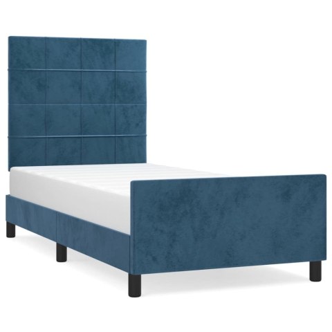 Rama łóżka bez materaca, ciemnoniebieska, 90x190 cm, aksamitna