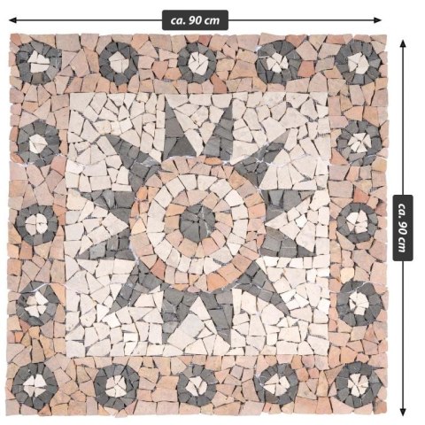 Mozaika marmurowa, motyw kwiatu, o wymiarach 90 x 90 cm.