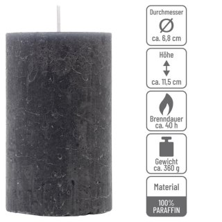 Zestaw świec rustykalnych, 11,5 cm, Ø 6,8 cm, antracyt, 6szt