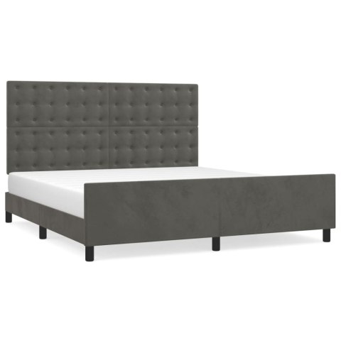 Rama łóżka bez materaca, ciemnoszara, 160x200 cm, aksamitna