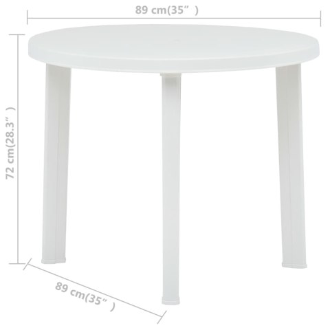 Stolik ogrodowy, biały, 89 cm, plastikowy