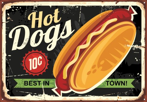 Obraz Na Płótnie Hot Dogi W Stylu Vintage
