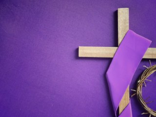 Obraz Na Płótnie Krzyż Na Fioletowym Tle