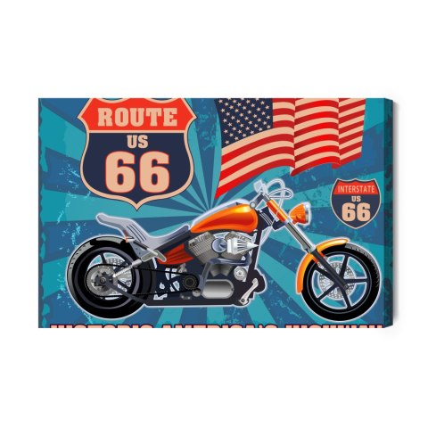 Obraz Na Płótnie Motocykl Z Amerykańską Flagą W Stylu Vintage