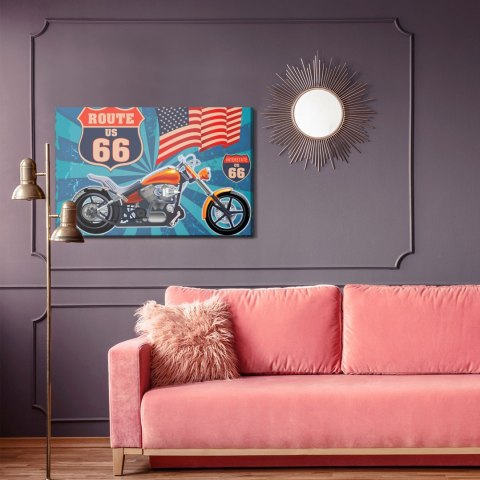 Obraz Na Płótnie Motocykl Z Amerykańską Flagą W Stylu Vintage