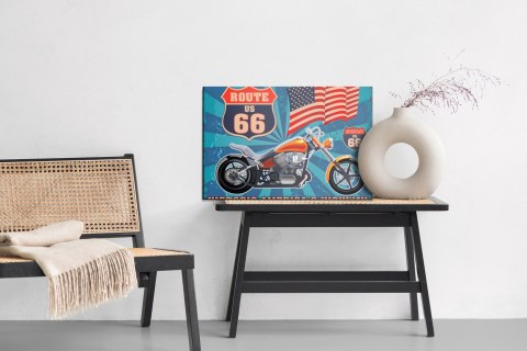 Obraz Na Płótnie Motocykl Z Amerykańską Flagą W Stylu Vintage