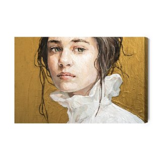 Obraz Na Płótnie Oil Painting. Portrait Of A Girl . The Art Is Done In A Realistic Manner.