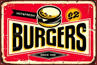 Obraz Na Płótnie Tablica Restauracji Fast Food W Stylu Retro