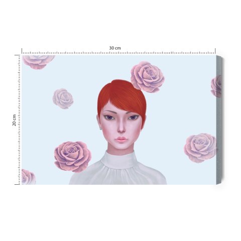 Obraz Na Płótnie Woman And Rose Flowers. Concept Idea Art Of Surreal, Mystery And Love. Conceptual 3D . Human And Nature. Portra