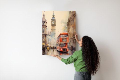 Plakat Czerwony Autobus I Big Ben W Londynie Akwarela