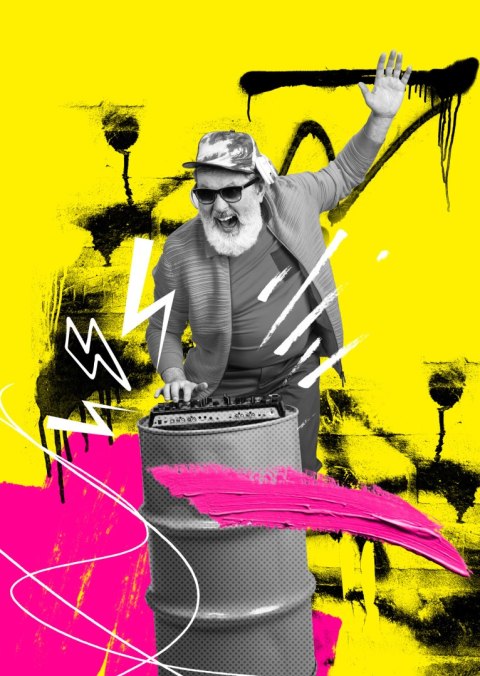 Plakat Dj W Miejskiej Dżungli - Kolorowy Kolaż