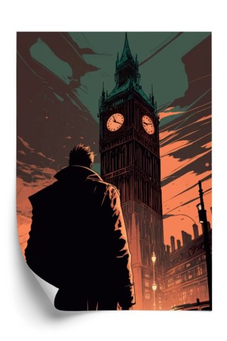 Plakat Mężczyzna I Big Ben W Komiksowym Stylu