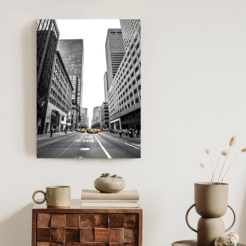 Plakat Nyc Żółte Taksówki Na Czarno Białej Ulicy