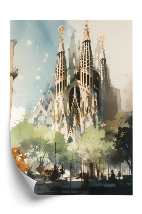 Plakat Abstrakcyjna Ilustracja Kościół Sagrada Familia