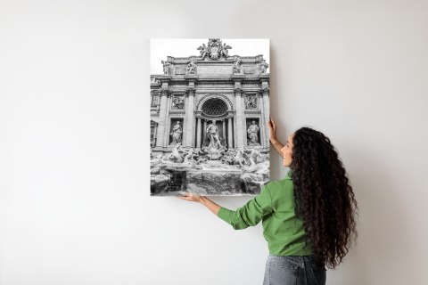 Plakat Fontanna Di Trevi W Rzymie Z Posągami W Czerni I Bieli