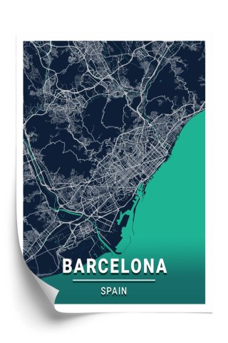 Plakat Granatowa Mapa Barcelony