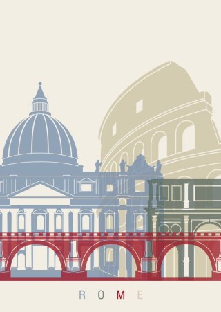 Plakat Kolorowa Ilustracja Architektura Rzymu