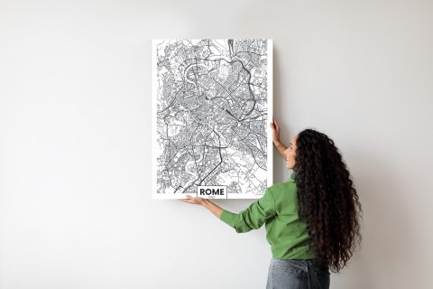 Plakat Rzym Czarno Biała Mapa Miasta