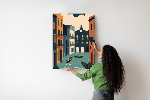 Plakat Canal Grande Z Gondolami W Wenecji Ilustracja