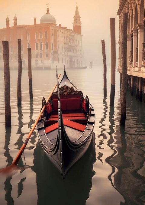 Plakat Gondola Na Tle Weneckiego Krajobrazu