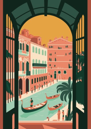 Plakat Gondole Na Weneckim Canal Grande