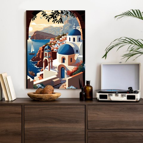 Plakat Ilustracja Greckiej Architektury Santorini