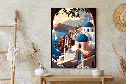 Plakat Ilustracja Greckiej Architektury Santorini