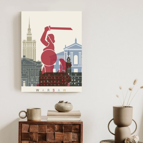 Plakat Kolorowe Sylwetki Architektury I Warszawska Syrenka