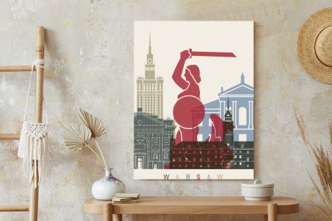 Plakat Kolorowe Sylwetki Architektury I Warszawska Syrenka