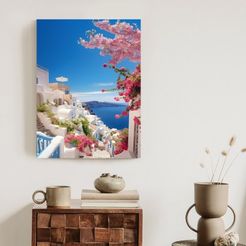Plakat Malowniczy Widok Na Santorini Z Błękitnym Morzem