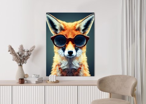 Plakat Portrait Of A Fox Wearing Glasses As Animal